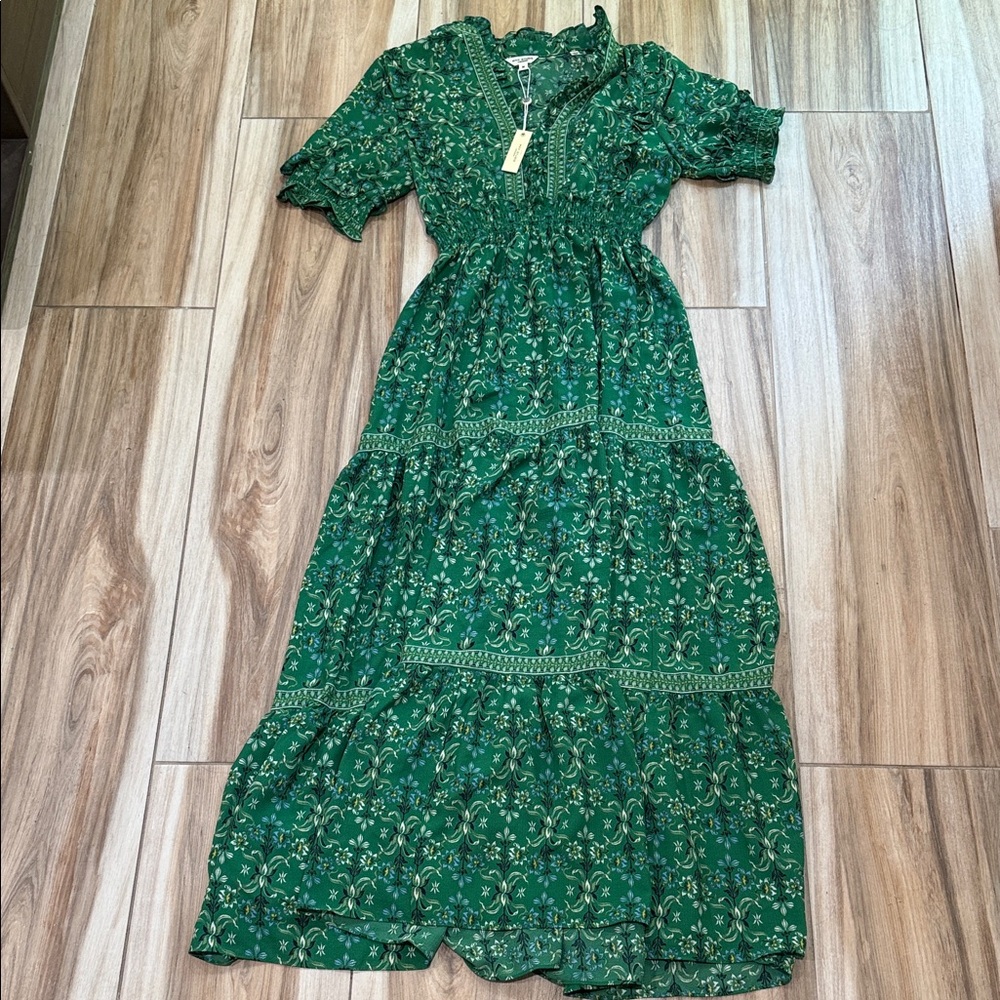 Max Studio Green Patterned Maxi Dress
